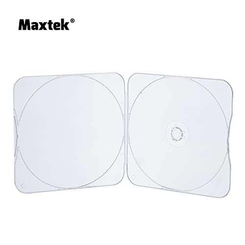 Maxtek 25 Pack Ultra Slim Clear Transparent Square Shaped CD and DVD Disc Clam Shell Case with Lock, Single Disc Capacity, Durable and Impact Resistant PP Poly Plastic Case.