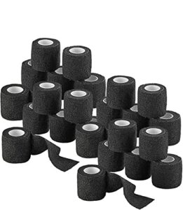 vet wrap - (pack of 24-2 inch x 5 yard rolls) self adherent wrap cohesive compression bandage and medical gauze bandage roll tape for dogs, cats, horses, black