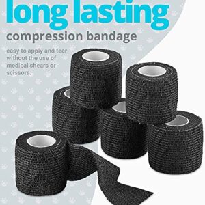 Vet Wrap - (Pack of 24-2 inch x 5 Yard Rolls) Self Adherent Wrap Cohesive Compression Bandage and Medical Gauze Bandage Roll Tape for Dogs, Cats, Horses, Black