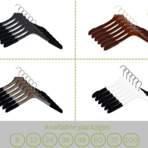 Premiere Luxe Wood Hangers - Heavy Duty Premium Wood Hangers with Velvet Flocking for Coats, Suits, and Jackets - Non Slip, Slim and Space Saving Hanger (Black with Black Velvet, 6 Pack)