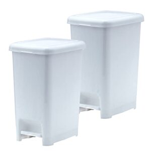 superio slim step on trash can 6.5 gallon 2-pack, white pedal waste bin for under desk, office, bedroom, bathroom