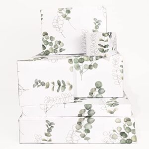 central 23 pretty wrapping paper (x6) sheets - gift wrap for her - for men women - eucalyptus plants - green white - recyclable