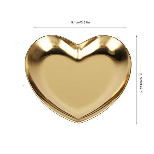 Raguso Stainless Steel Jewelry Display Tray Heart-Shaped Trinket Pallet Fruit Tray for Home Kitchen(Gold)