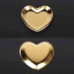 Raguso Stainless Steel Jewelry Display Tray Heart-Shaped Trinket Pallet Fruit Tray for Home Kitchen(Gold)