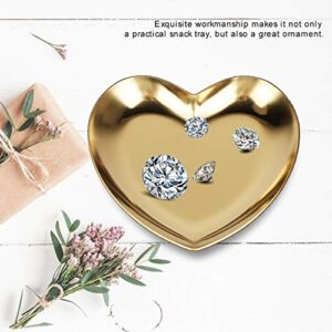 Raguso Stainless Steel Jewelry Display Tray Heart-Shaped Trinket Pallet Fruit Tray for Home Kitchen(Gold)