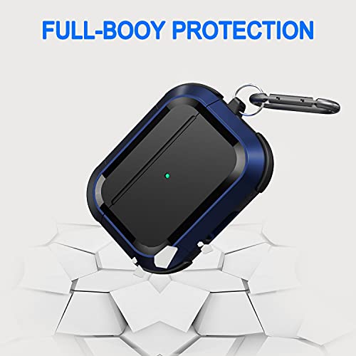 Upgraded Armor for Airpod Pro Case, Shockproof AirPods Pro Cover Cool Pro Case Designed for Apple AirPod Wireless Pro Cases for Men Women - Black/Blue