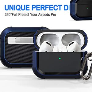 Upgraded Armor for Airpod Pro Case, Shockproof AirPods Pro Cover Cool Pro Case Designed for Apple AirPod Wireless Pro Cases for Men Women - Black/Blue