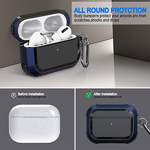 Upgraded Armor for Airpod Pro Case, Shockproof AirPods Pro Cover Cool Pro Case Designed for Apple AirPod Wireless Pro Cases for Men Women - Black/Blue