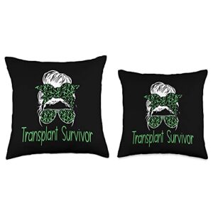 Liver Transplant Awareness by K Liver Transplant Survivor Get Well Green Ribbon Throw Pillow, 16x16, Multicolor