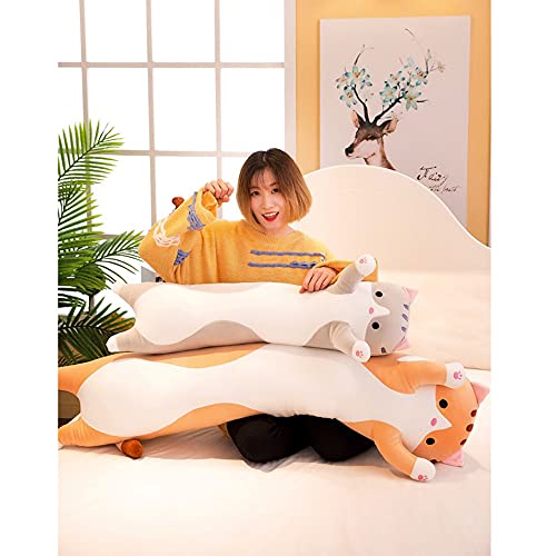 Plush Pillow, Cat Long Throw Sleeping Pillow Cute Cartoon Cat Shaped Plush Toy Sleeping Long Throw Pillow Home Office Study