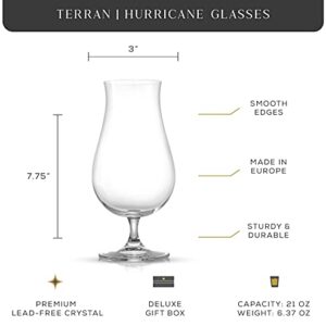 JoyJolt Terran Pina Colada Glasses - Premium Hurricane Cocktail Glasses Made in Europe - 17-Ounce l Crystal Drinking Set - Set of 4 Hurricane Glasses Cocktail Set, ideal for Refreshing Cocktails