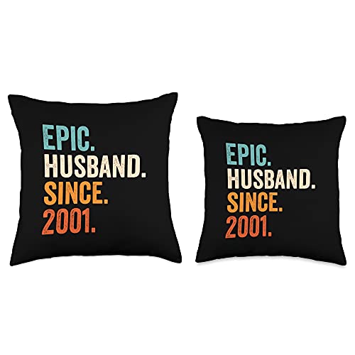 22nd wedding anniversary gifts for him Epic Husband Since 2001 | 22nd Wedding Anniversary Throw Pillow, 16x16, Multicolor