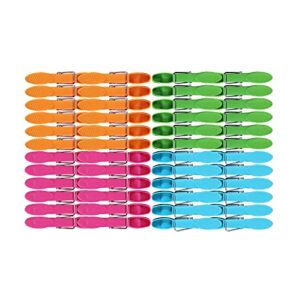 halniasy 48 pcs colorful plastic clothes pins, 4 colors, heavy duty outdoor clips with springs, laundry clips for drying clothes, clothes pins for hanging clothes (48 pack)