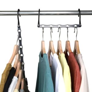 hanger central 10 pcs space saving hangers for clothes - multi-hangers, space saver hangers for closet organizing, hangs 10 clothes horizontally and 5 clothes vertically