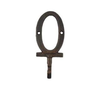 Handcrafted Nautical Decor Rustic Copper Cast Iron Letter O Alphabet Wall Hook 6"