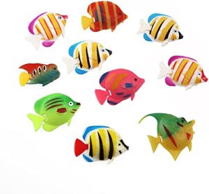 aboofan 10pcs plastic fish artificial moving floating fishes fake toy fish ornament decorations for home office aquarium fish bowl tank (random color pattern)