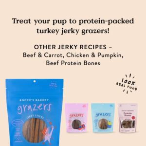 Bocce’s Bakery Grazers Dog Treats, Wheat-Free Jerky Sticks for Dogs, Made with Limited-Ingredients, Baked in The USA with No Added Salt or Sugar, All-Naural & High-Protein, Turkey & Sweet Potato, 4 oz