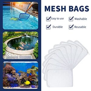 Shappy 20 Pieces Aquarium Filter Media Bags Fish Tank Filter Bag White Net Bag Fine Mesh Filter Bag with Zipper for Activated Carbon Biospheres Ceramic Rings Fresh or Saltwater Tanks