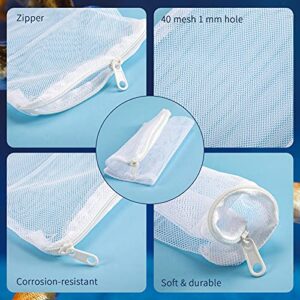 Shappy 20 Pieces Aquarium Filter Media Bags Fish Tank Filter Bag White Net Bag Fine Mesh Filter Bag with Zipper for Activated Carbon Biospheres Ceramic Rings Fresh or Saltwater Tanks