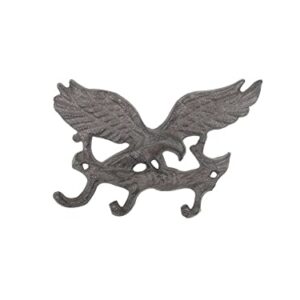 Handcrafted Nautical Decor Cast Iron Flying Eagle Landing on a Tree Branch Decorative Metal Wall Hooks 7.5