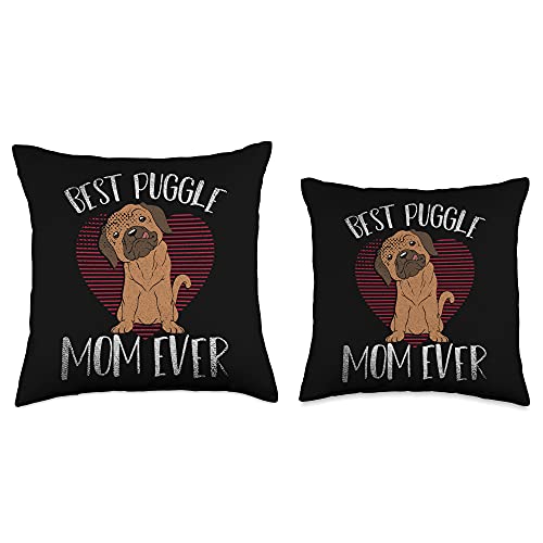 Animal Dog Lover Puggle Gift Best Mom Ever Dog Lover Women Heart Cute Puggle Throw Pillow, 18x18, Multicolor