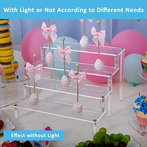 Display Shelf Cake Stand – 4 Tier Shelf Cake Pop Stand – Multifunctional and Durable Acrylic Stand – Mounting Hardware Included – Ideal for Desserts, Cosmetics, Glassware, Figurines