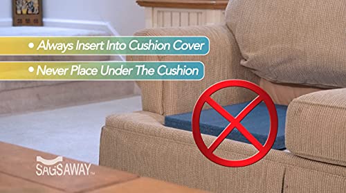 SagsAway Regular 1.5in Thick Cushion Insert and .5in Posture Zone for Immediate Lasting Support of 1 Saggy Seat. Military Grade Foam Adds Thickness, Delay Replacing Sofa