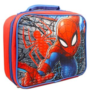 Marvel Shop Spiderman Lunch Bag Set For Kids, Toddlers, Preschool ~ 5 Pc Bundle With Marvel Superhero Lunch Box, 16.5oz Water Bottle, Stickers, And More | Avengers School Supplies