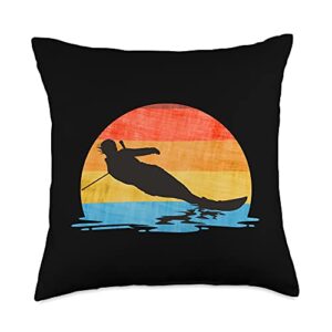 water ski men women girls boys water ski giftidea for men, boys, women and girls throw pillow, 18x18, multicolor