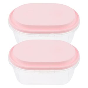 yarnow 2pcs ice cream storage containers with lids homemade ice cream tubs oval freezer containers storage freezer container cake boxes for home kitchen pink