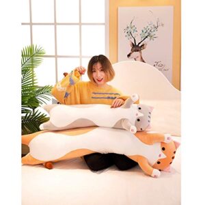 Plush Pillow, Cat Long Throw Sleeping Pillow Cute Cartoon Cat Shaped Plush Toy Sleeping Long Throw Pillow Home Office Study