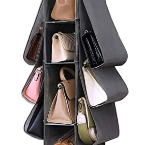 OULLYY Hanging Purse Handbag Organizer Wardrobe Closet Organizer Nonwoven 10 Pockets Hanging Closet Storage Bag with 360 Degree Swivel Hook