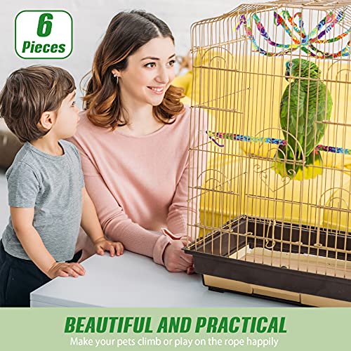 6 Pieces Sugar Glider Toys Handmade Rat Toys Hanging Toy Cage Accessories Swing Toy Bird Rope Perch Swing for Small Animals Sugar Glider Squirrel Parrot Hamster Bird Climbing Exercising, 22.5 Inch