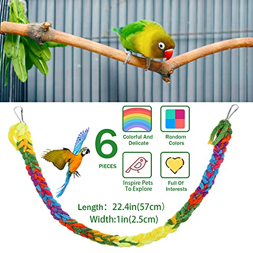 6 Pieces Sugar Glider Toys Handmade Rat Toys Hanging Toy Cage Accessories Swing Toy Bird Rope Perch Swing for Small Animals Sugar Glider Squirrel Parrot Hamster Bird Climbing Exercising, 22.5 Inch