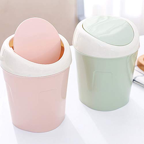 D-GROEE Mini Trash Can with Lid, Trash Can Durable Multipurpose Can Large Capacity Waste Container for Room Green