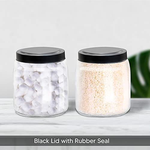 Kitchen Storage Jars Set of 2 – 68Oz Square Glass Canisters with Lids – Durable Canister Sets for Kitchen Counter – Non-BPA Glass – Multipurpose and Versatile Pantry Containers