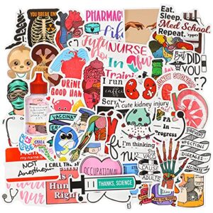 100 pieces doctor nurse stethoscope stickers waterproof health care science equipment pvc stickers human body organ anatomy map graffiti decals for water bottles, laptops, phones, skateboards
