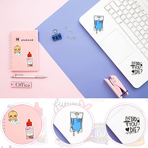 100 Pieces Doctor Nurse Stethoscope Stickers Waterproof Health Care Science Equipment PVC Stickers Human Body Organ Anatomy Map Graffiti Decals for Water Bottles, Laptops, Phones, Skateboards