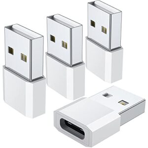 usb c female to usb male adapter (4-pack),type c charging cord connect usb a charger for iphone 14 13 12 11 pro max,ipad pro air 4 5 mini 6,samsung galaxy s20 s21 s22 plus,google pixel 5 4 xl(white)