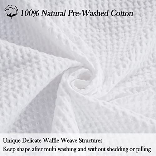 PHF 100% Cotton Waffle Weave Throw Blanket 50" x 60"-Lightweight Washed Soft Breathable Blanket for Adults and Kids-Perfect Blanket Layer for Couch Bed Sofa-Elegant Home Decoration- White