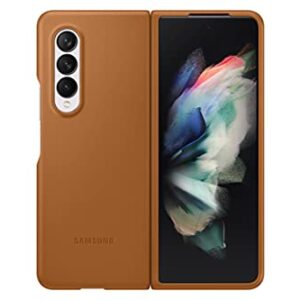 Samsung Galaxy Z Fold 3 Phone Case, Leather Protective Cover, Heavy Duty, Shockproof Smartphone Protector, US Version, Camel,EF-VF926LAEGUS