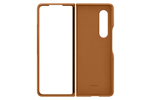 Samsung Galaxy Z Fold 3 Phone Case, Leather Protective Cover, Heavy Duty, Shockproof Smartphone Protector, US Version, Camel,EF-VF926LAEGUS