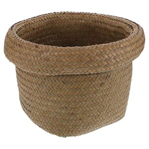 yarnow rattan waste basket straw woven basket trash can garbage container bin dried flower bucket for bathrooms kitchens home offices m orange, 26x26x26cm, (hi04cf350e8ohb8cfcs913p6)