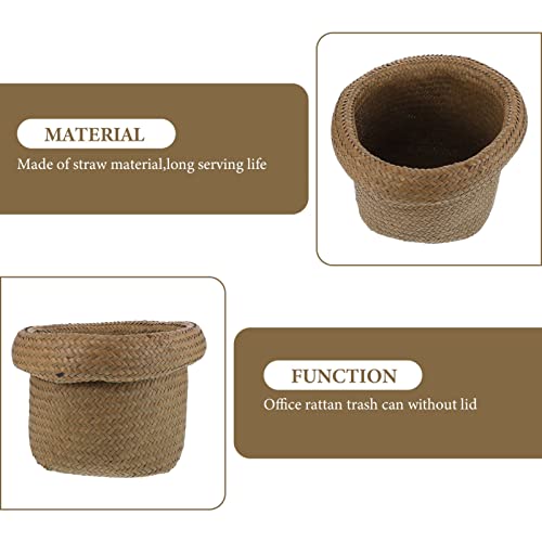 YARNOW Rattan Waste Basket Straw Woven Basket Trash Can Garbage Container Bin Dried Flower Bucket for Bathrooms Kitchens Home Offices M Orange, 26X26X26CM, (HI04CF350E8OHB8CFCS913P6)