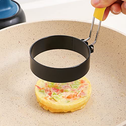 Sihuuu Egg Ring Stainless Steel Round Moldel with Anti-scalding Handle - Frying Shaping Cooker Eggs Ring for Camping Breakfast Sandwich Burger