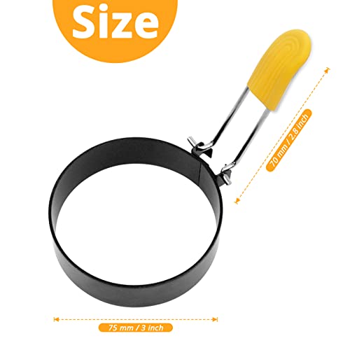 Sihuuu Egg Ring Stainless Steel Round Moldel with Anti-scalding Handle - Frying Shaping Cooker Eggs Ring for Camping Breakfast Sandwich Burger