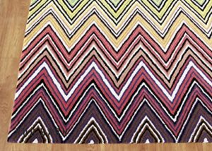 magic zig zag 5' x 8' feet multi color hand tufted modern style 100% wool area rug/carpet