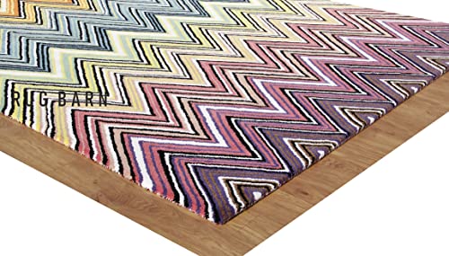 Magic Zig Zag 5' X 8' Feet Multi Color Hand Tufted Modern Style 100% Wool Area Rug/Carpet