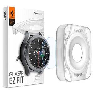 spigen tempered glass screen protector [glastr ez fit] designed for galaxy watch 4 classic (42mm) - 2 pack