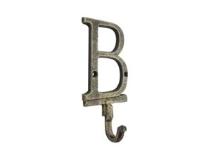 handcrafted nautical decor rustic gold cast iron letter b alphabet wall hook 6"
